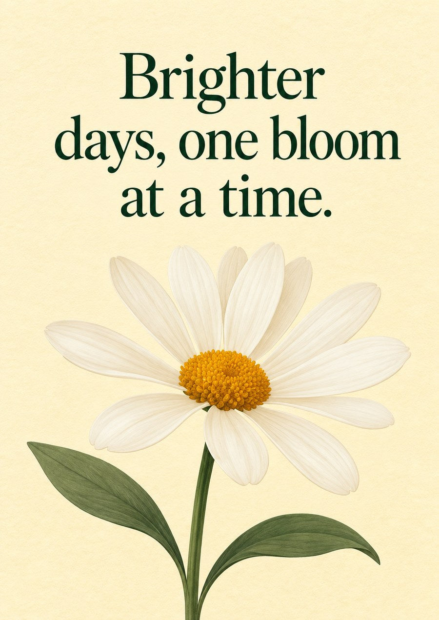 Sunlit Days card front: Brighter days, one bloom at a time.