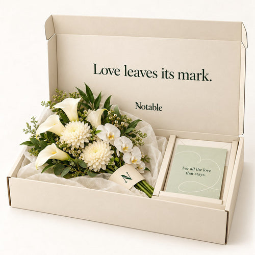 Always Remembered bouquet in its ivory Notable box