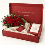 Love Letter bouquet in its cherry Notable box