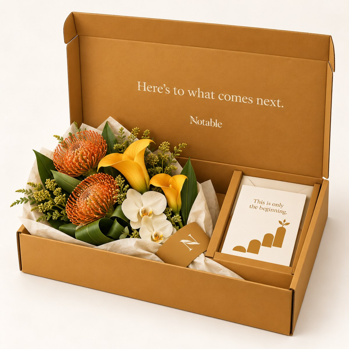 Onward bouquet in its ochre Notable box