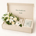 Quiet Presence bouquet in its ivory Notable box