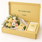Tiny Sunrise bouquet in its butter Notable box