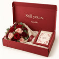 Velvet Promise bouquet in its cherry Notable box